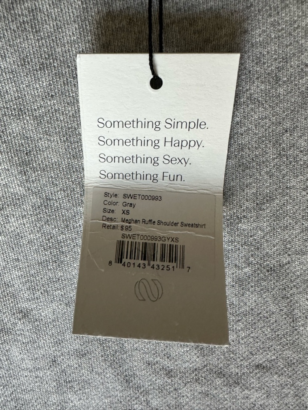 Something Navy Light Gray Ruffle-Shoulder Sweatshirt - Picture 8 of 15